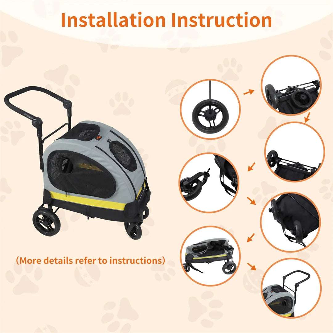 2 in 1 Portable Pet Stroller and Travel Car Seat Carrier for Small Dogs