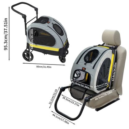 2 in 1 Portable Pet Stroller and Travel Car Seat Carrier for Small Dogs